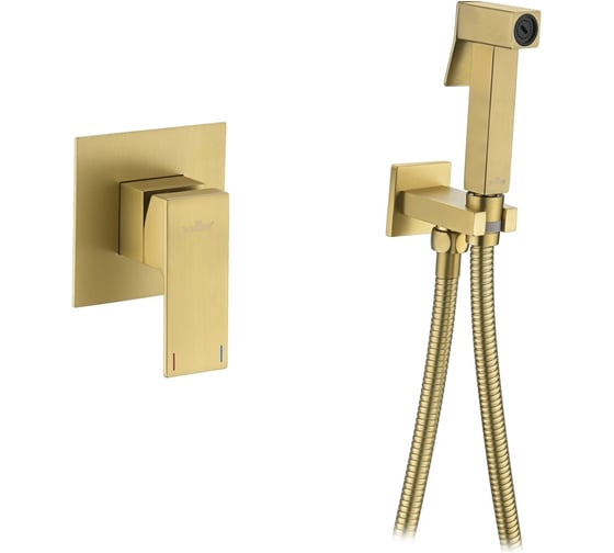 Изображение товара Комплект скрытого монтажа для биде ViEiR квадрат, матовое золото, скрытый излив и гигиенический душ V393553-S