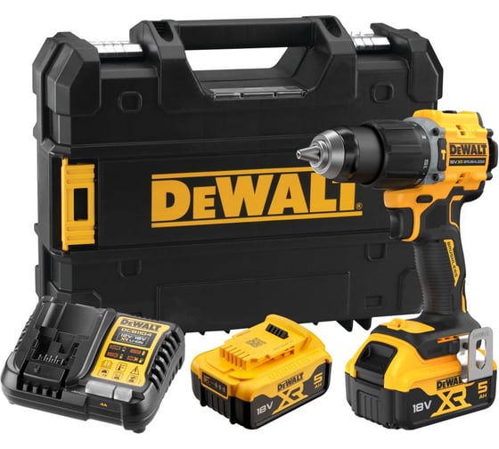 Изображение товара Ударная дрель-шуруповерт DEWALT DCD799P2T, 18В, 1650об/мин, 28050 уд/мин, с 2 АКБ 5 Ач и ЗУ, в кейсе TSTAK DCD799P2T-QW