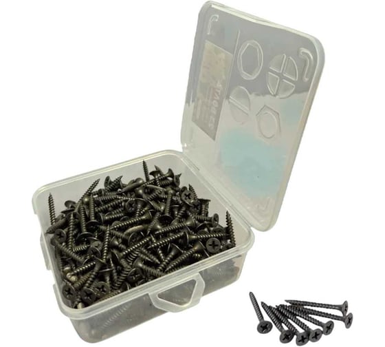 Изображение товара Саморез 23 Болта чёрный по металлу 3,5х25 мелк.рез.в органайзере,260шт БП-00001844орг-ф260
