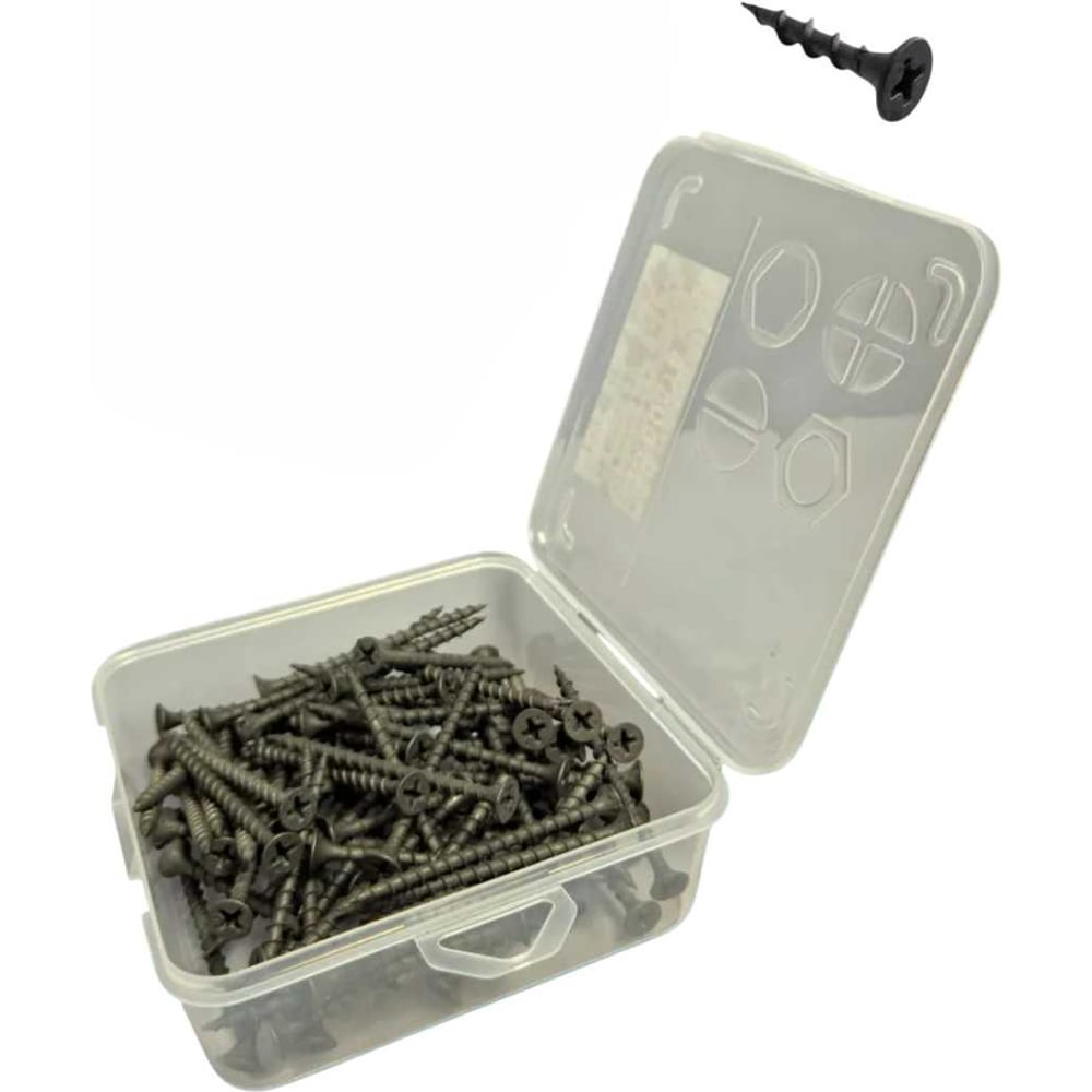 Изображение товара Саморезы черные по дереву 4,2х64 мм в органайзере 60 шт.