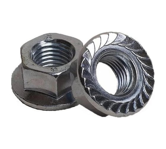 Изображение товара Гайка Море-Метизов шестигр. с фланцем DIN 6923 нержавеющая сталь А2 M16 с зазубринами, 50 шт GAY6923А2M16Z50М
