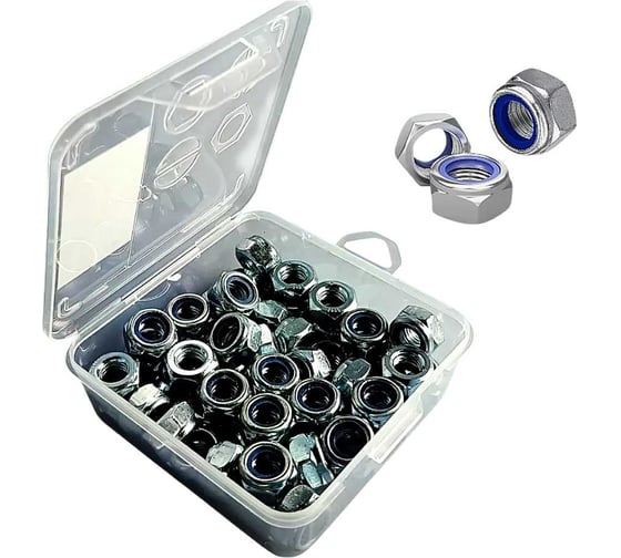 Изображение товара Гайка стопорная 23 Болта М6 нержавеющая DIN985 в органайзере, 250 шт. АС3C00060093N07орг-ф250