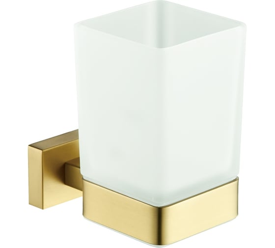 Изображение товара Настенный стакан для зубных щёток ViEir с держателем стеклянный, матовое золото V5005-S