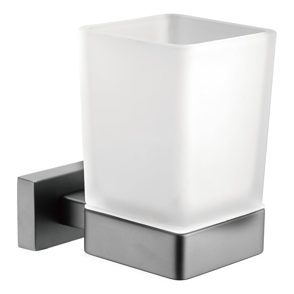 Изображение товара Настенный стакан для зубных щёток ViEir с держателем стеклянный графит V5005-G