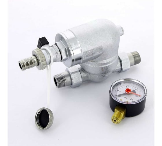 Изображение товара Фильтр поворотный ViEiR с манометром, никель, 1/2 VP162