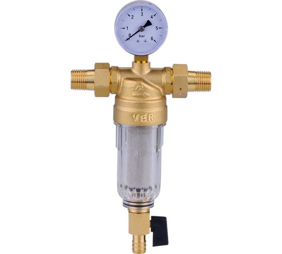 Изображение товара Фильтр ViEiR с манометром, стеклянная колба, 1/2 JC152