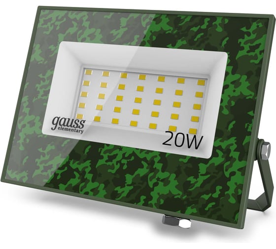 Изображение товара Прожектор светодиодный Gauss Elementary 20W 1800lm IP65 6500К ХАКИ GFD002