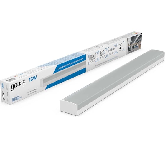 Изображение товара Св-к светодиодный Gauss матовый IP40 590x60x36мм 18W 1800Лм 6500K Shop Lighting белый 1/20 883525380