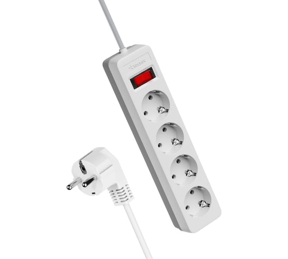 Изображение товара Сетевой фильтр КОСМОС 1,5м, 4 гнезда, пвс 3x0,75мм2, белый FKsm1.5m-4g(W)