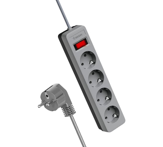 Изображение товара Сетевой фильтр КОСМОС 1,5м, 4 гнезда, пвс 3x0,75мм2, серый FKsm1.5m-4g(G)