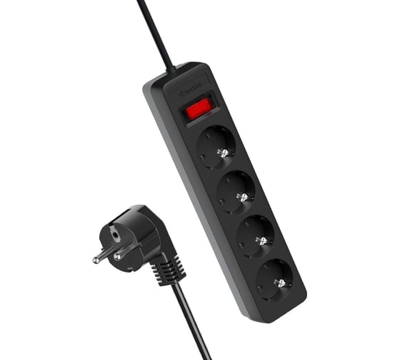 Изображение товара Сетевой фильтр КОСМОС 1,5м, 4 гнезда, пвс 3x0,75мм2, черный FKsm1.5m-4g(B)