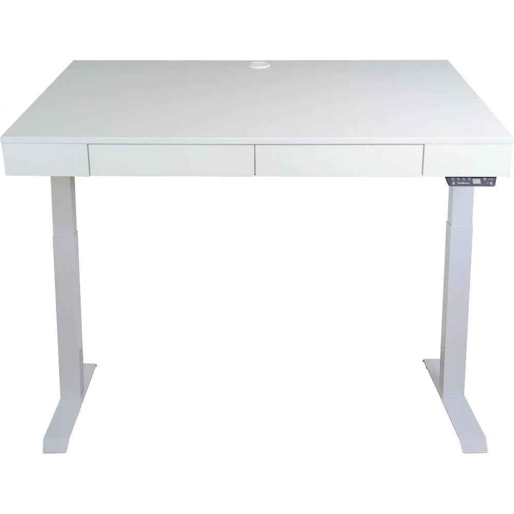 Изображение товара Дизайн-стол с регулируемой высотой StolStoya Крылов белый ЛДСП металл