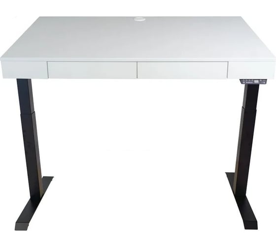 Изображение товара Дизайн-стол с регулируемой высотой StolStoya Крылов: рама MOTOR UP черная и ЛДСП Белая SEK-PE211B-White