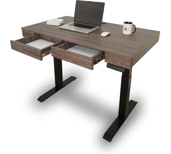 Изображение товара Дизайн-стол с регулируемой высотой StolStoya Крылов: рама MOTOR UP черная и ЛДСП Дуб Милано SEK-PE211B-Milano