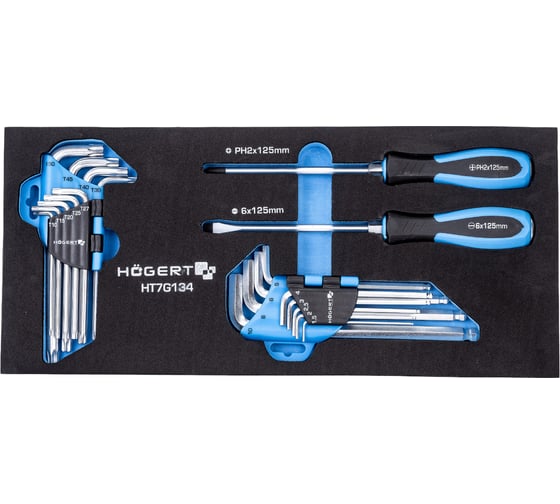 Изображение товара Набор отверток, ключи HEX и TORX 20 шт., ложемент EVA HOEGERT TECHNIK HT7G134