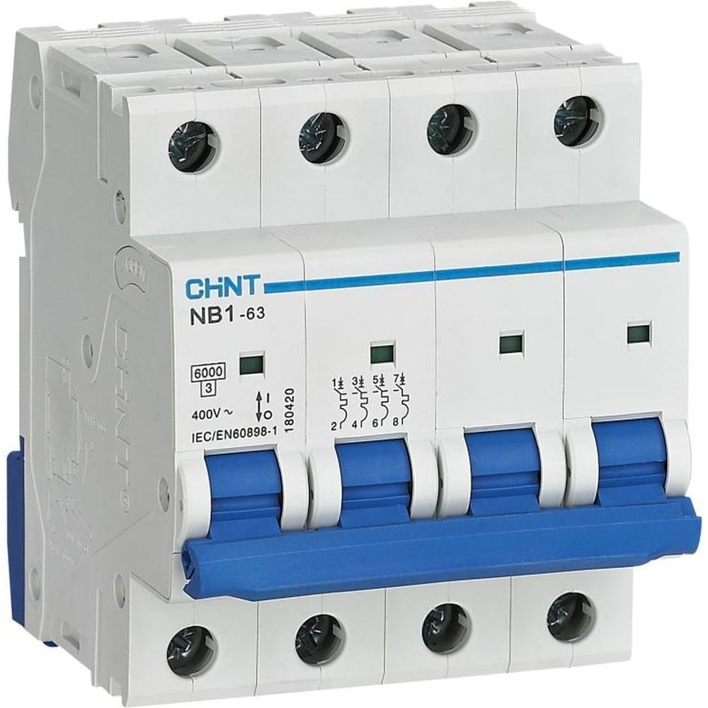 Автоматический выключатель CHINT NB1-63 4P 25А 6кА х-ка D (DB) (R) 179759
