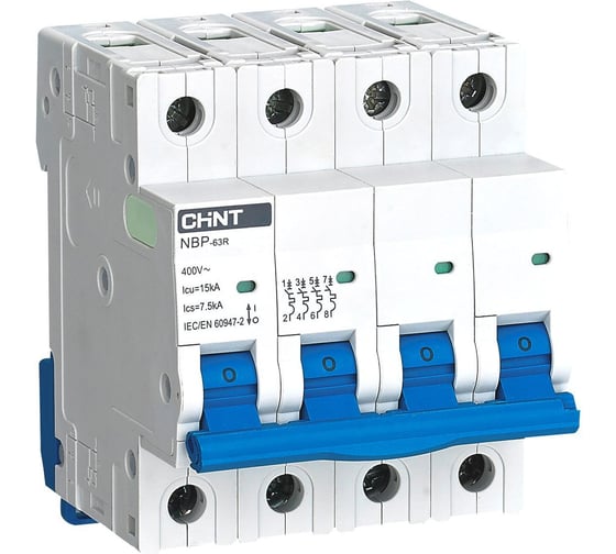 Изображение товара Автоматический выключатель CHINT NBP-63R 4P 25А 15кА 8In (R) 352407