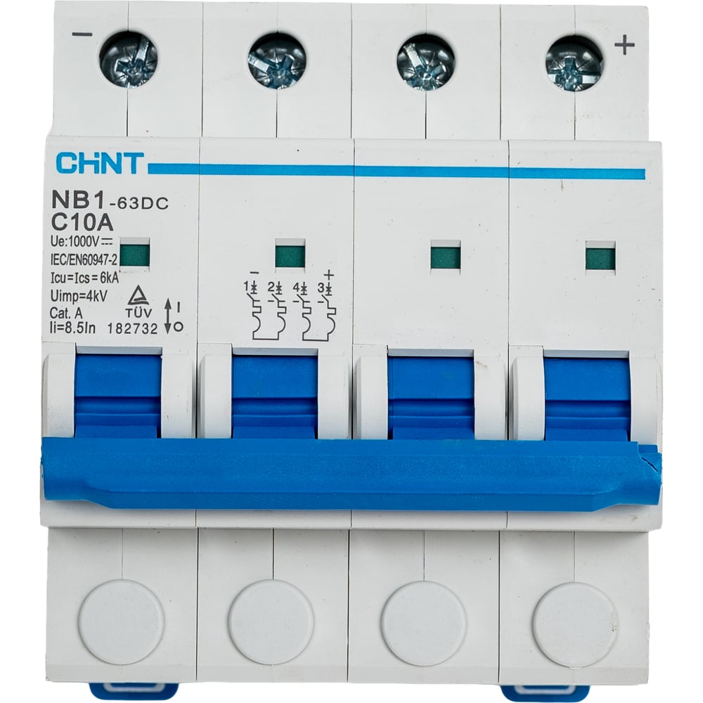 Изображение товара Автоматический выключатель CHINT NB1-63DC 4P 10А 6кА для постоянного тока