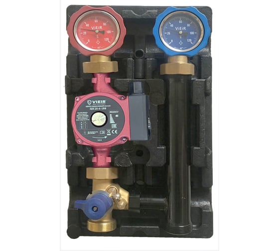 Изображение товара Насосная группа ViEiR с трехходовым смесителем левосторонняя черная для теплого пола VR220L