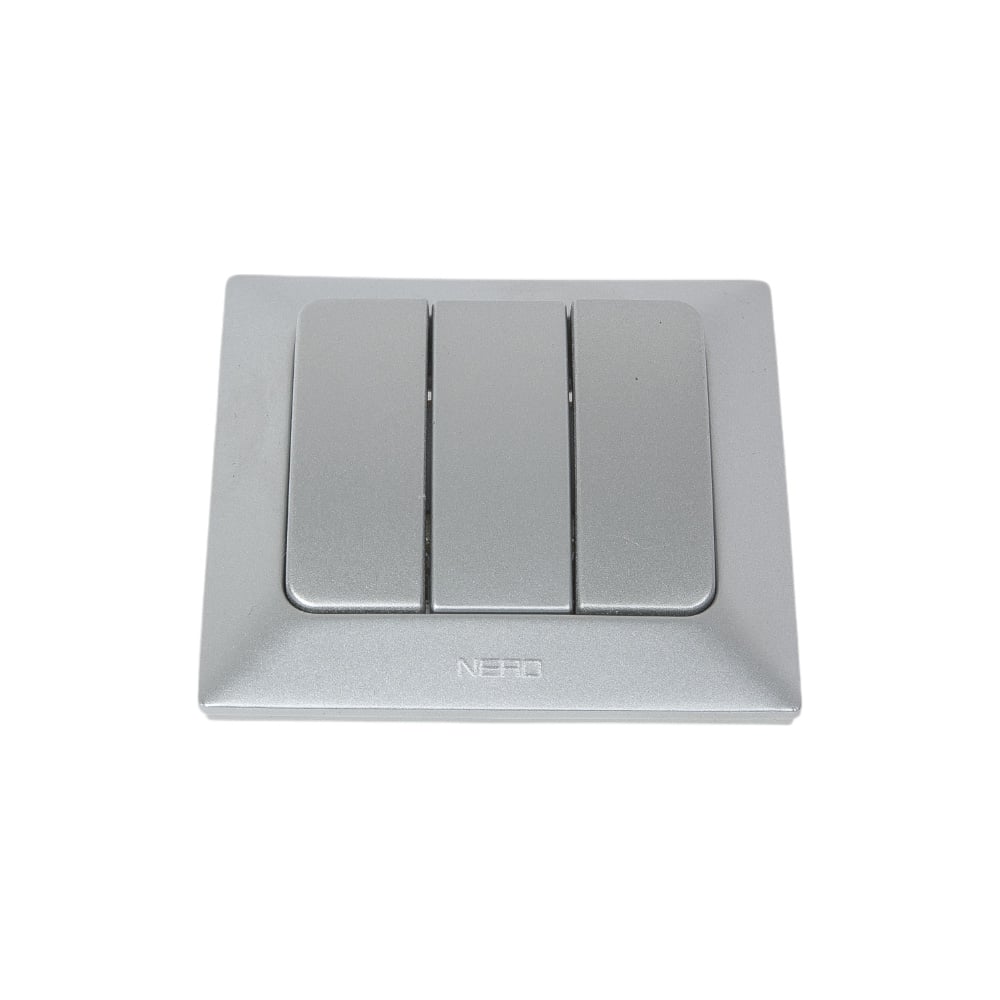 Изображение товара 3-клавишный выключатель NE-AD 10А 250В серебро Aras встраиваемый IP20