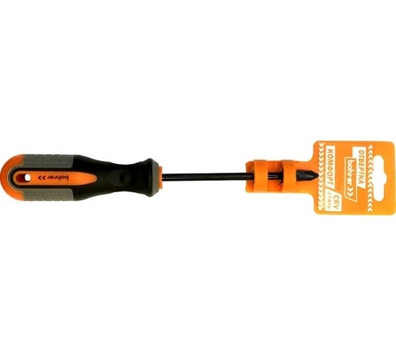 Изображение товара Отвёртка Bohrer Комфорт PH1x100 мм, магнитная, трехкомпонентная рукоятка 42231100