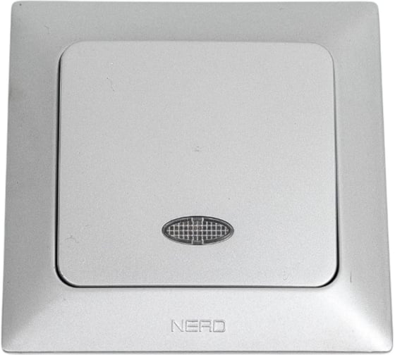 Изображение товара 1-клавишный выключатель NE-AD с подсветкой, 10А, 250В, Aras, Серебро, 1/12/120, 93-122-01-I