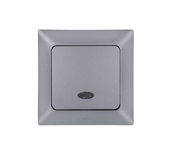 Изображение товара 1-клавишный выключатель NE-AD с подсветкой, 10А, 250В, Aras, Серебро, 1/12/120, 93-122-01-I