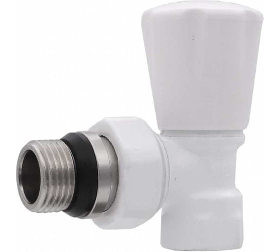 Изображение товара Вентиль радиаторный угловой верхний ViEiR 1/2 белый для подключения отопительных радиаторов VR300-F