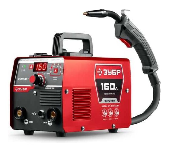 Изображение товара Полуавтомат сварочный ЗУБР Компакт ПС-160 Горелка FCAW, MMA, TIG, 160 А, без газа, горелка ПС-М3-160