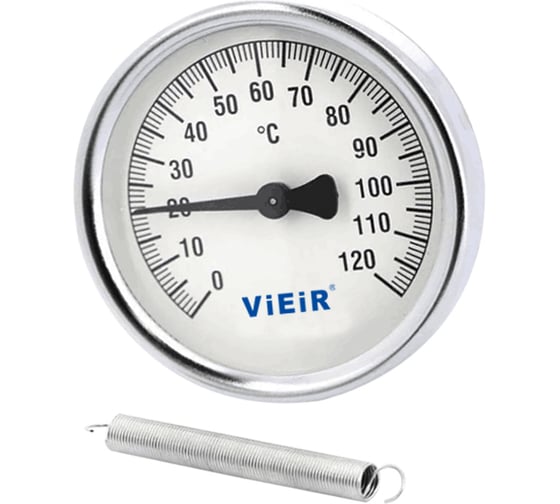 Изображение товара Термометр накладной пружинный ViEiR до 120 C, для измерения температуры трубопроводов отопления YL17