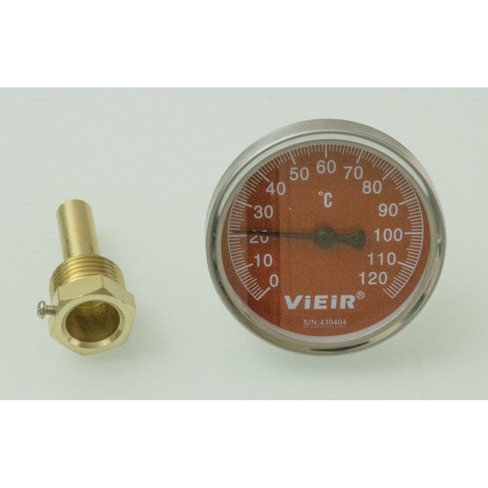 Изображение товара Термометр ViEiR с гильзой для систем отопления 0-120°C 1/2''