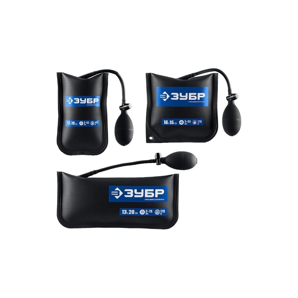 Изображение товара Универсальный набор пневмоподушек ЗУБР 3 шт 12х19 16х15 13х28 см в коробке