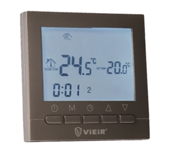Изображение товара Термостат комнатный электронный ViEiR программируемый, для теплого пола и систем отопления, латунь матовая VR405-D