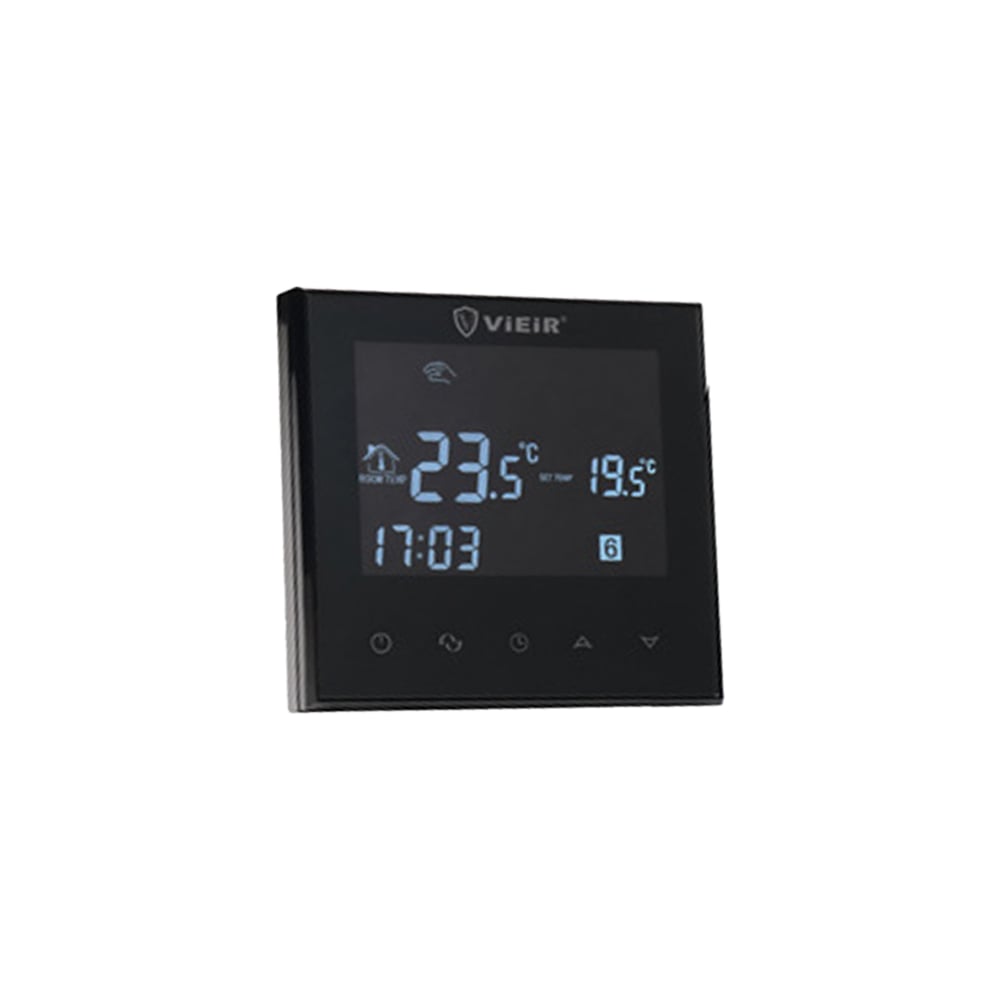 Изображение товара Термостат комнатный сенсорный ViEiR VR406-C черный программируемый для теплого пола