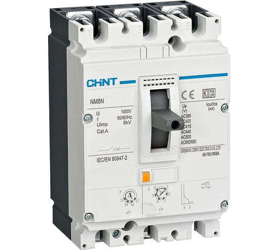 Изображение товара Автоматический выключатель CHINT NM8N-250Q TM 3P 160А 70кА с регулируемым термомагнитным расцепителем (R) 271196