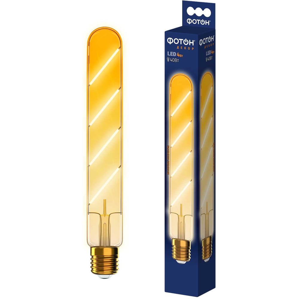 Изображение товара Светодиодная филаментная лампа T30/225 4W E27 теплый белый декоративная серия ДЕКОР