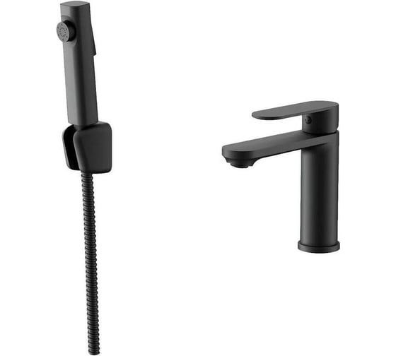 Изображение товара Смеситель для раковины Maretti с гигиеническим душем Florenza Black, черный FLG32RF28