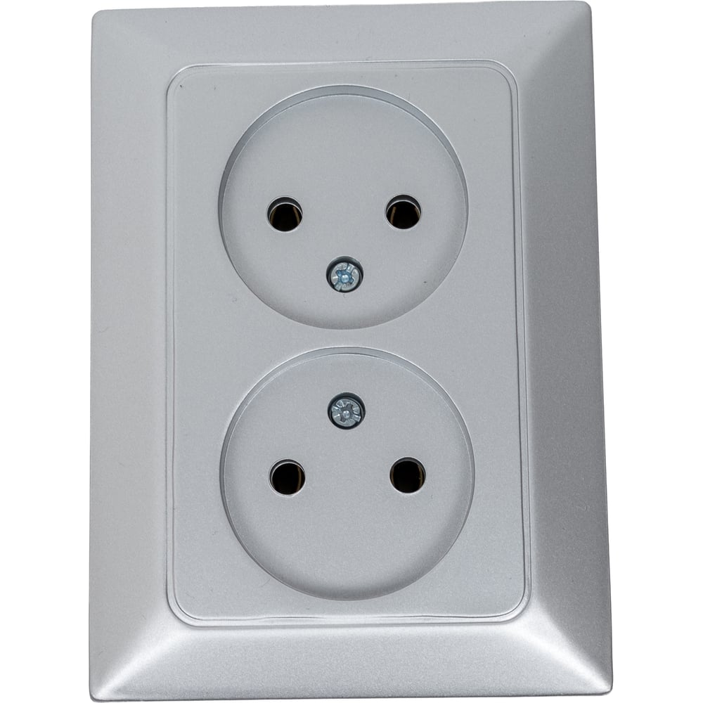 Изображение товара Розетка NE-AD 2-гнезда без заземления 16А 250В Aras серебро