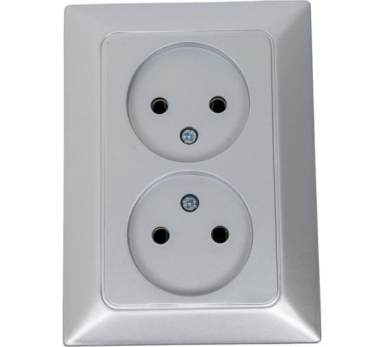Изображение товара Розетка NE-AD 2-гнезда без заземления, 16А, 250В, Aras, Серебро, 93-122-75