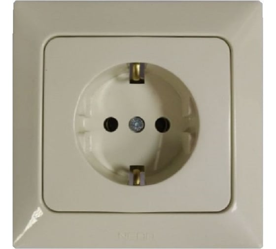 Изображение товара Розетка NE-AD с заземлением, керамика, 16А, 250В, Aras, Крем, 93-111-08-P