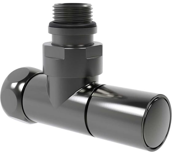 Изображение товара Кран угловой для полотенцесушителя, графит, подключение 1/2 х 3/4 наружная/внутренняя резьба, VIEIR VR2034-01G