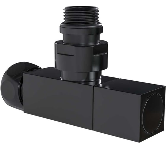 Изображение товара Кран угловой для полотенцесушителя VIEIR квадратный черный, подключение 1/2 х 3/4 наружная/внутренняя резьба VR2034B-01C
