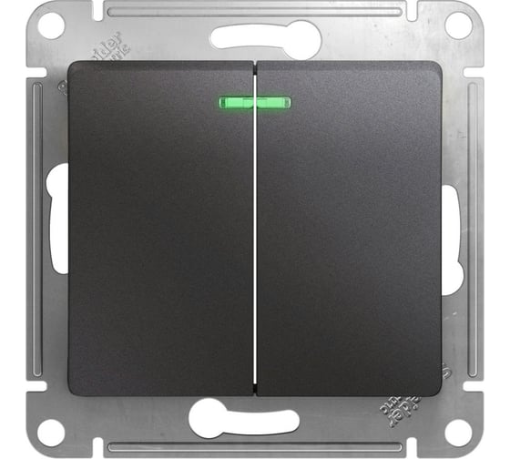 Изображение товара Механизм выключателя Systeme Electric 2-клавиши СП Glossa 10А IP20 сх. 5а 10AX графит GSL001353