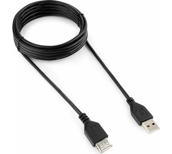 Изображение товара Кабель удлинитель USB2.0 Cablexpert Pro, AM/AF, 3.0м, экран, черный, пакет CCP-USB2-AMAF-10