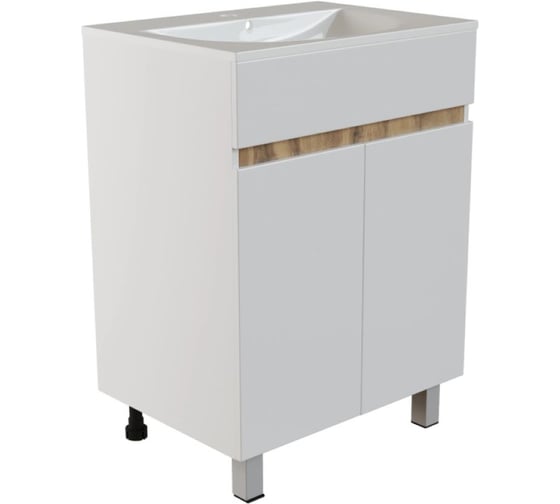 Изображение товара Тумба для ванной MIXLINE БРИКС-60 2 створки белый/дуб вотан под рак.Breeze 60 мебельный Sanita LuxeПВХ 556812