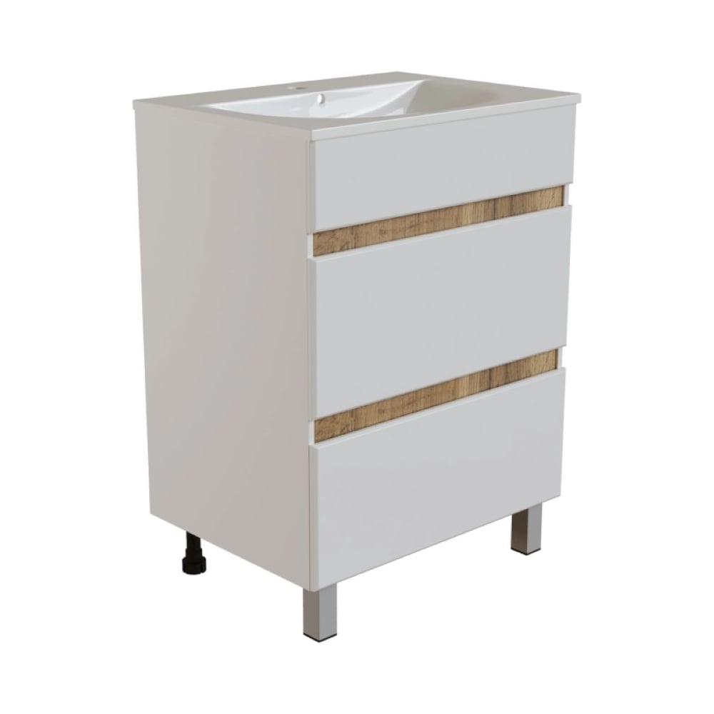 Изображение товара Тумба для ванной MIXLINE БРИКС-50 2 ящика белый/дуб вотан под рак.Breeze 50 мебельный Sanita Luxe ПВХ 556808