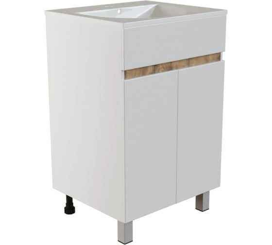 Изображение товара Тумба для ванной MIXLINE БРИКС-50 2 створки белый/дуб вотан под рак.Breeze 50 мебельный Sanita LuxeПВХ 556811