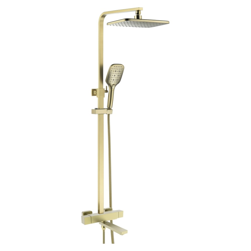 Изображение товара Душевая система ViEiR с термостатом и квадратным верхним душем матовое золото