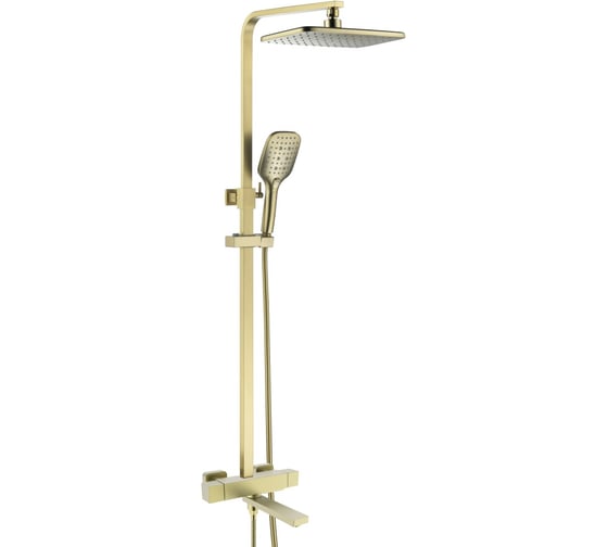 Изображение товара Душевая система ViEiR с термостатом, квадратный верхний душ, матовое золото тропический душ и ручная лейка для душевой зоны V393561-S