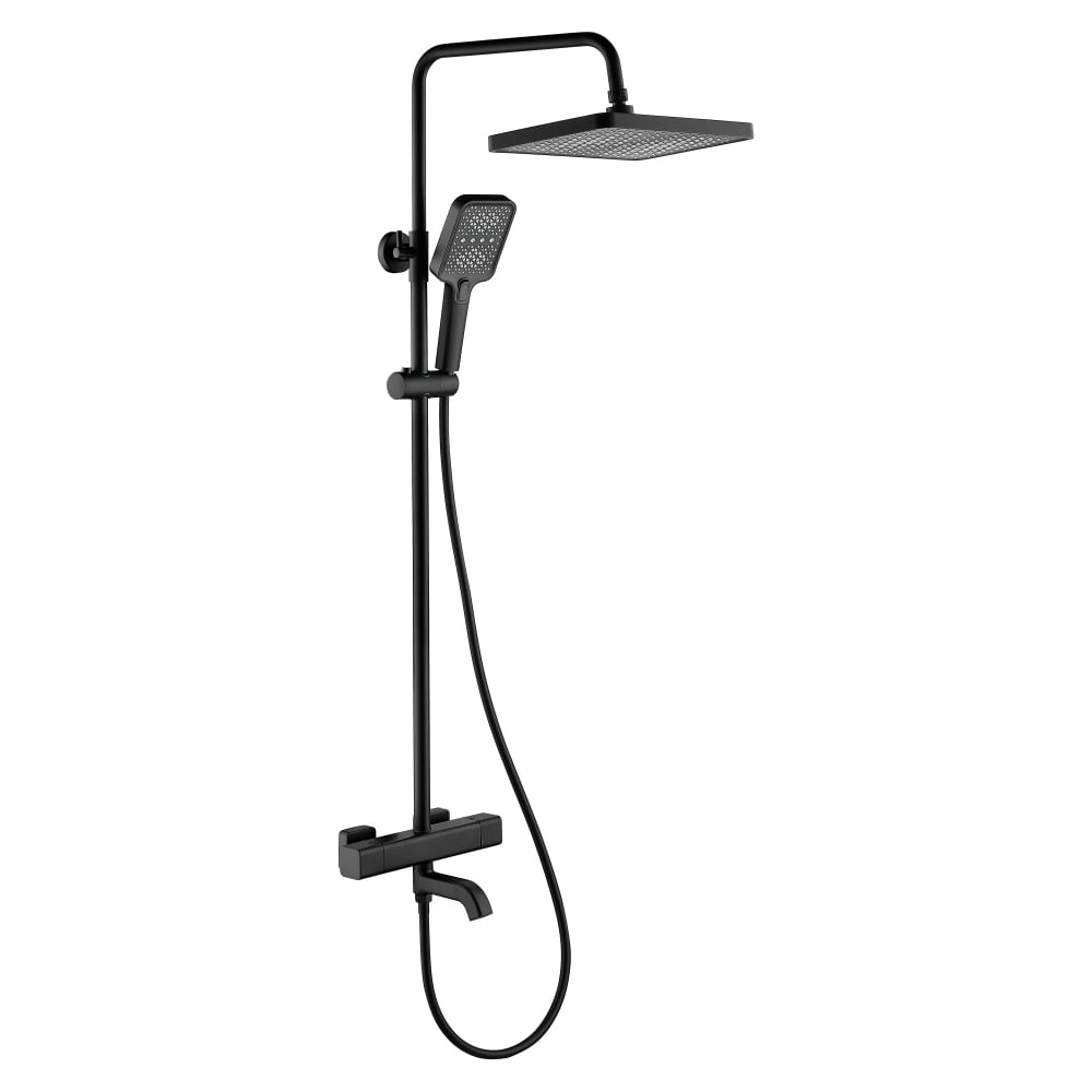Изображение товара Душевая система ViEiR с термостатом, латунь, черный верхний душ и ручная лейка для душевой зоны V113563-C